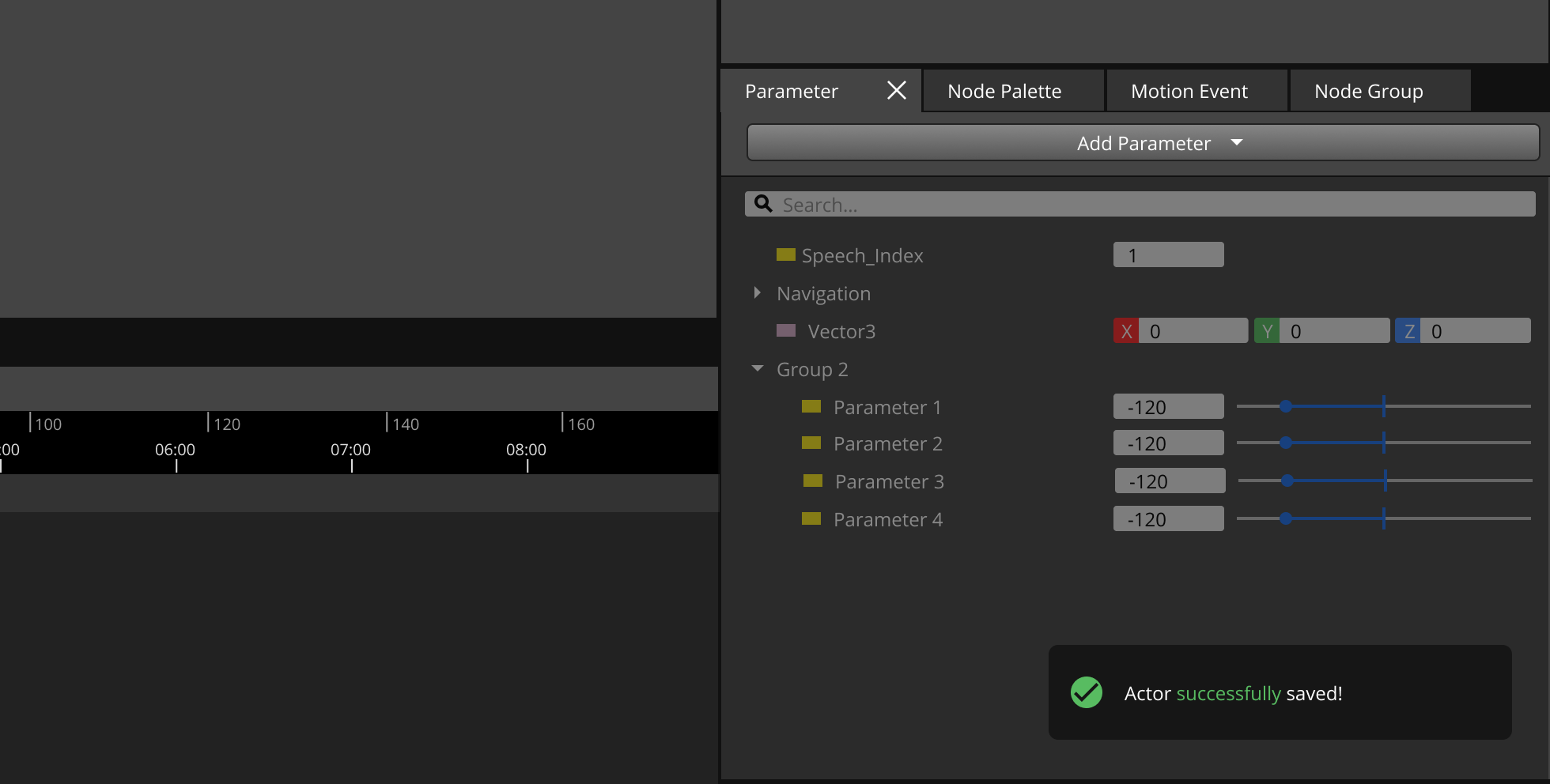 Example of a floating toast in the O3DE Animation Editor