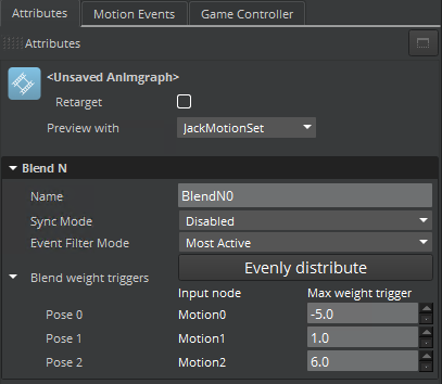 The Blend N node properties.