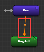 Select the transition line that connects the Motion node to the Blend Tree node in the Animation Editor