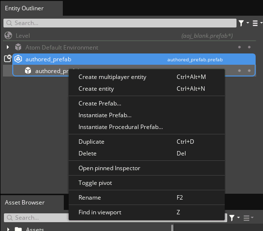 Entity Outliner Authored Prefab