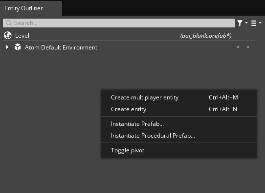 Entity Outliner Procedural Prefab