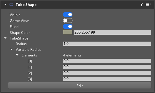 Tube Shape component properties