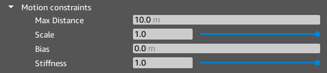 Motion constraints properties of the Cloth component