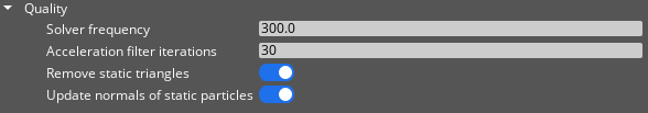 Quality properties of the Cloth component