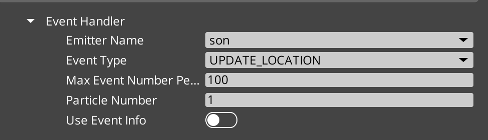 Particle Event Handler Properties